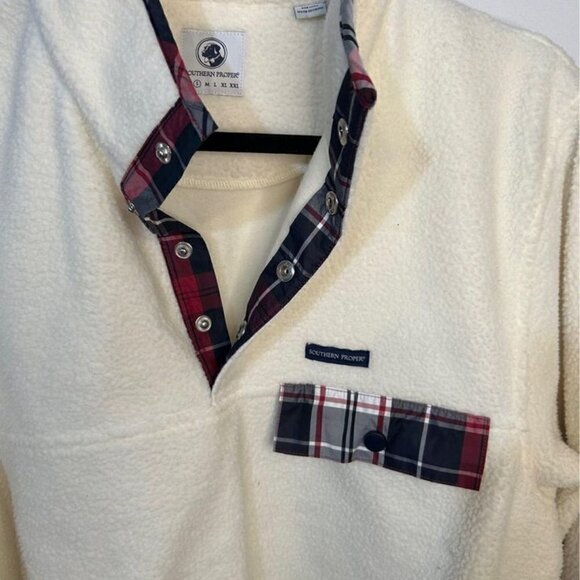 Southern Proper mens fleece pullover with plaid detail. Oversized size small. - Picture 2 of 9